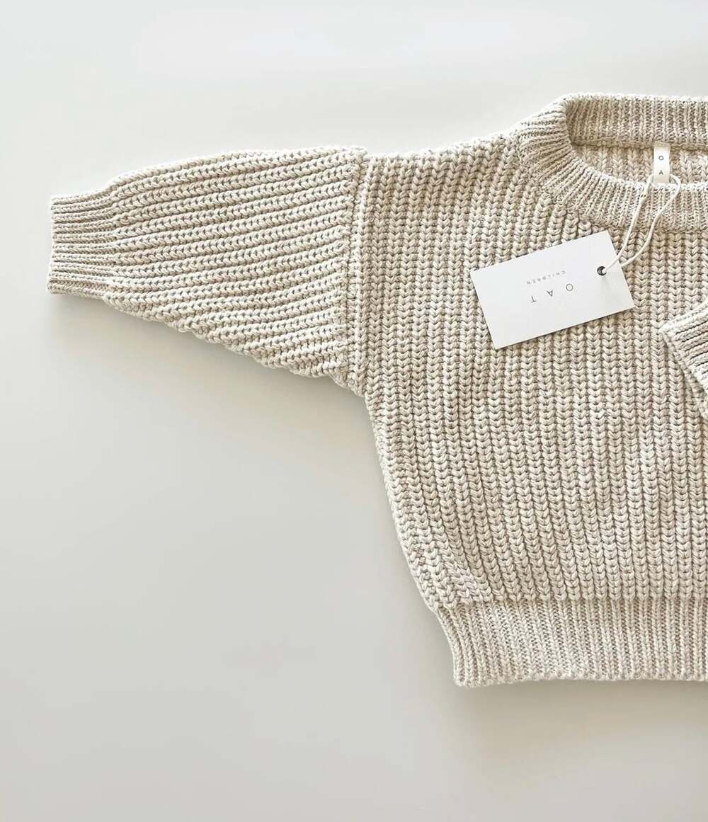 Oat Co ‘Oatmeal’ Chunky Knit Sweater Little Boy